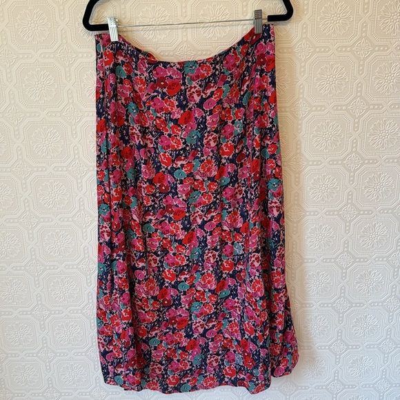 ⬇️ Anthropologie The Lille Side-Slit Midi Skirt by Maeve Pink Floral Size 14 - Picture 13 of 13